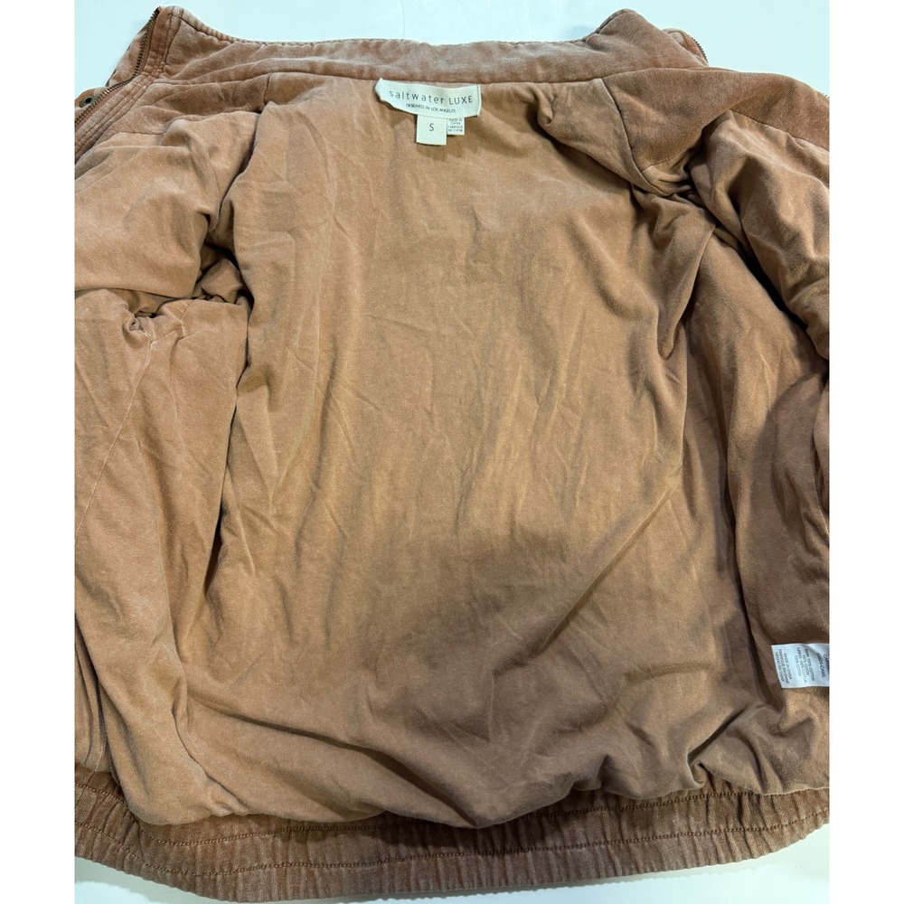 Saltwater Luxe Rust Salmon Quilted Cotton Bomber Jacket S3824-CAML Small - Picture 8 of 10